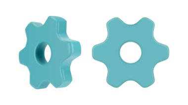 Vites ayarlandı, yalıtılmış faktör endüstrisi cihazları yan ve ön görünüm. Vektör servis ayarları simgeleri, 3D tasarım teknik dişlileri. Mekanik sistemlerin bileşenleri. Çevrimiçi uygulama için mekanizma sembolü, web kullanıcısı