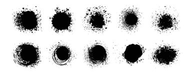 Grunge kum ve toz efektiyle vuruyor. Kirli dokusu olan vektör soyut nokta çalışması. Lekeler ve lekeler, spreyden kalan kirli ve kirli lekeler. Grafiti mürekkebi ya da sokak sanatı serpiştirirdi.