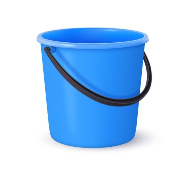 Kabzalı temizlik aleti, su için izole konteynır. Gerçekçi tarzda vektör, temizlik ve temizlik plastik kovası. Bahçıvanlık ya da ev eşyaları. Çöp kutusu ya da atık