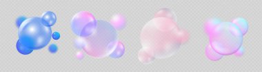 Soyut gradyan sıvı bardak bileşimleri. Vektöre bağlı balon koleksiyonu. Şeffaf moleküler yapılar izole edilmiş. Markalaşma konsepti, bilim tasarım ve modern dijital sanat eserlerinden ilham aldı