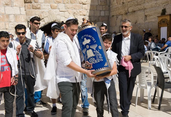 Ritual Bar Mitzvah no Muro das Lamentações — Fotografia de Stock