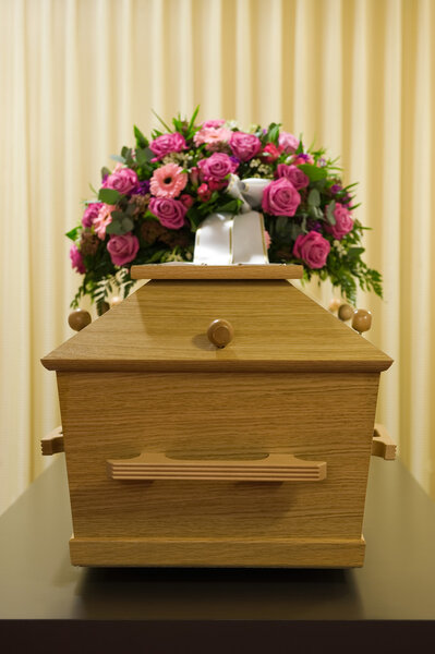 Coffin in morgue