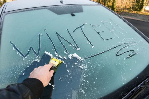 Vitre de voiture congelée — Photo