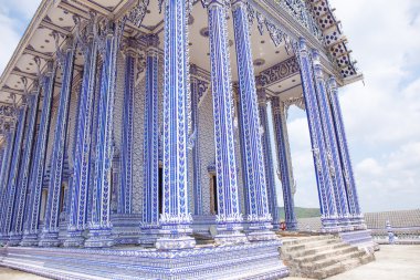 güzel Budist kilise ile gök Chanthaburi, Tayland