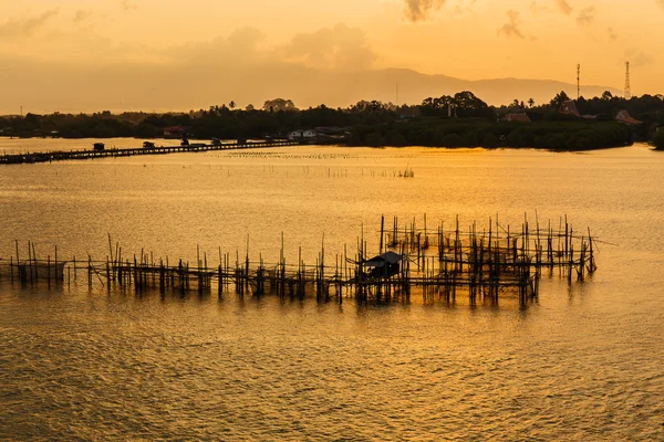 Fish cages Bridge Laem Sing Chanthaburi, Thailand — Stock Photo, Image