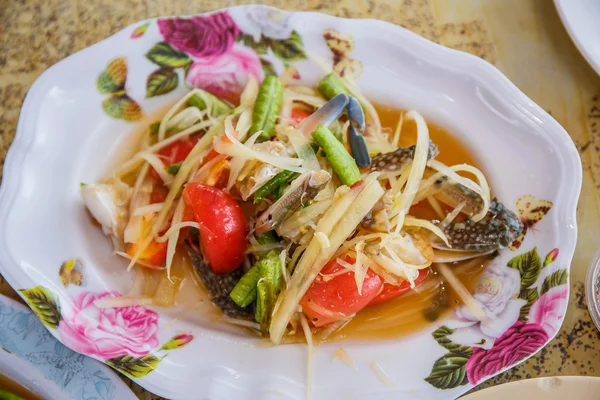 Thaise beroemde papaja salade — Stockfoto