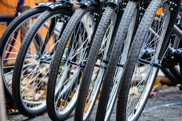 Bicycle wheels close up Royalty Free Stock Photos