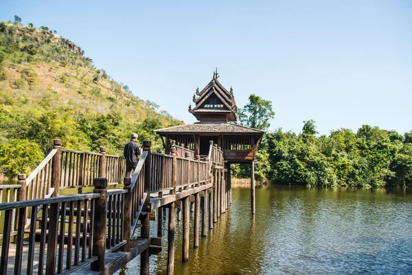 Schrift hall in de vijver, Thailand. — Stockfoto