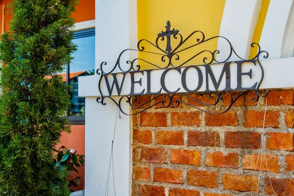 Welcome sign made of steel — Stock Photo, Image