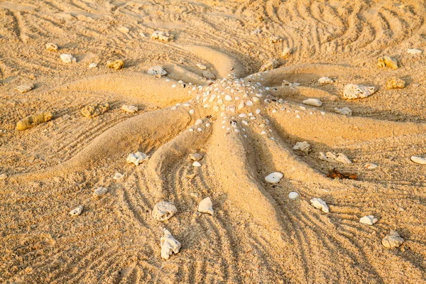 海滩上的海星砂雕塑 — 图库照片