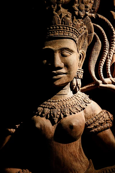 柬埔寨木雕艺术 — 图库照片