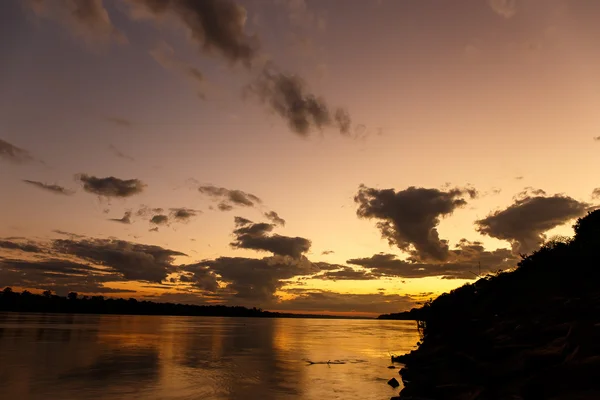 Cor do céu naquela manhã Rio Mekong Ubon Ratchathani, Tha — Fotografia de Stock