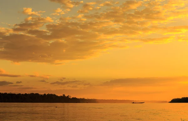 Cor do céu naquela manhã Rio Mekong Ubon Ratchathani, Tha — Fotografia de Stock