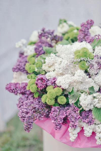 Tulips and Lilac bouquet — Stock Photo, Image