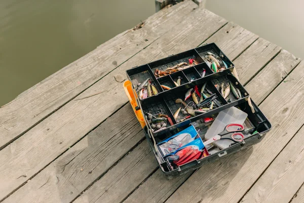 Rybářské potřeby box — Stock fotografie