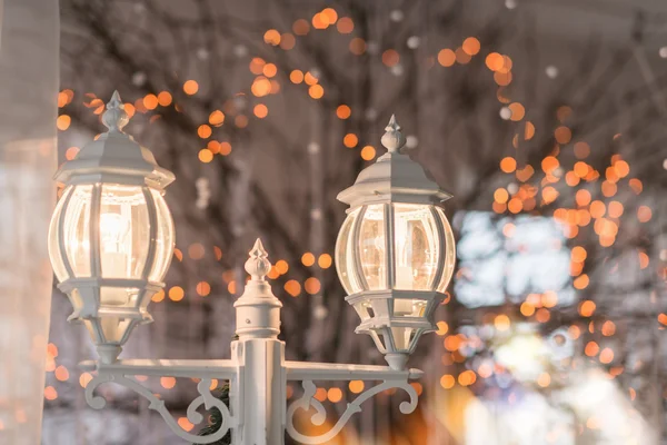 Winter lantern with lights — Stock Photo, Image