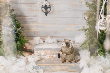 Karda Noel ağacında porsuk