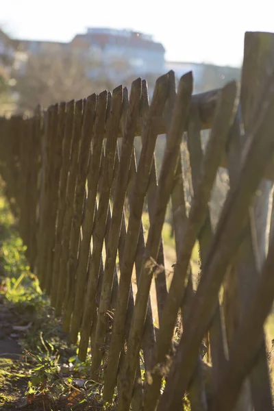 視点を減少させる長い木製の庭のフェンス — ストック写真