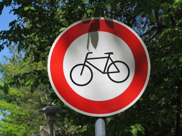 Señal Tráfico Bicicletas Calle Prohibida — Foto de Stock