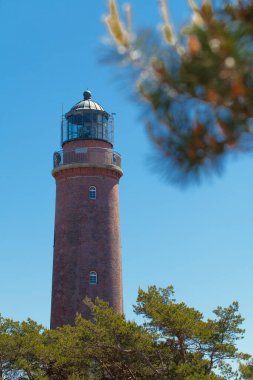 Prerow yakınlarındaki eski deniz feneri Almanya 'da Baltık Denizi' nde
