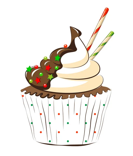 Caricatura festivo cupcake — Vector de stock