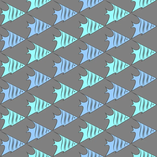 Geometrisches Muster mit stilisierten Linienfischen — Stockvektor