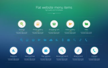 düz web tasarım menü şablonun düz renkler ile