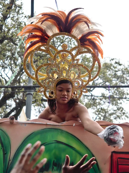 Nova Orleães Louisiana Eua Fevereiro 2020 Pessoas Celebram Mardi Gras — Fotografia de Stock