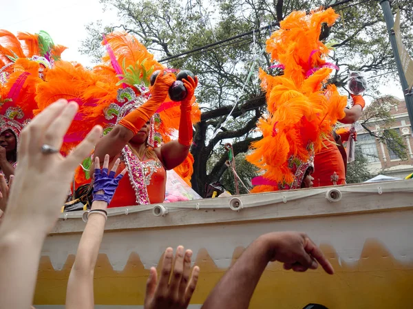 Nova Orleães Louisiana Eua Fevereiro 2020 Pessoas Celebram Mardi Gras — Fotografia de Stock