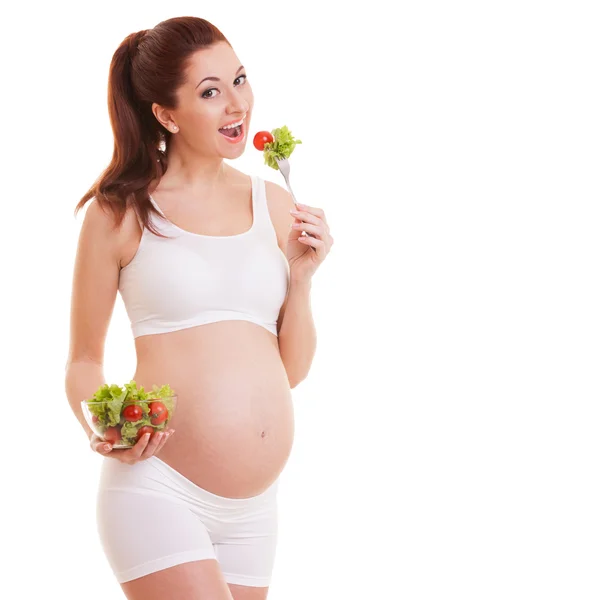 健康营养的孕妇。白色背景 — 图库照片