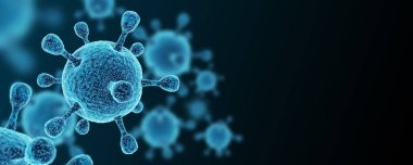 Bakteriyel hücre arka planı. Covid-19 virüsü. Coronavirus 3D illüstrasyon. 