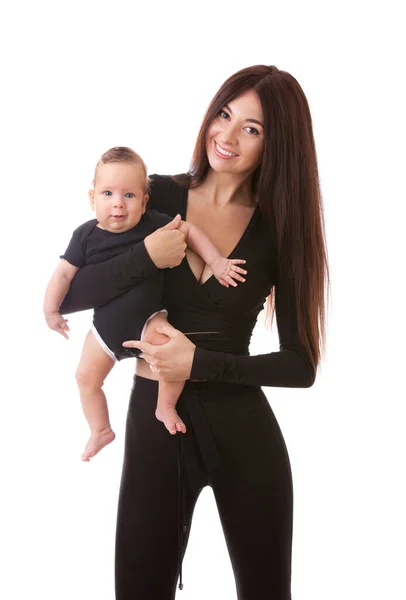 Retrato Madre Hijo Pequeño Negro Concepto Familiar Feliz Madre Sosteniendo — Foto de Stock