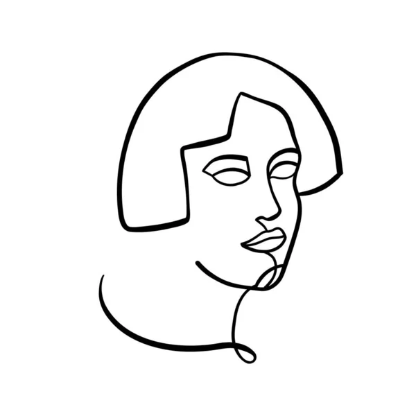Portrait de fille moderne, une ligne continue, illustration vectorielle isolée — Image vectorielle