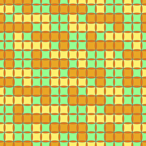 Bezešvé Vektorové Abstraktní Obraz Oranžovo Žlutého Řetězu Zeleném Pozadí Čtvercových — Stockový vektor