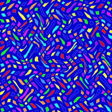 Mavi Arkaplana Dağılmış Renkli Figürlerin Kusursuz, Kusursuz Görüntüsü Bir Mozaik Oluşturdu 