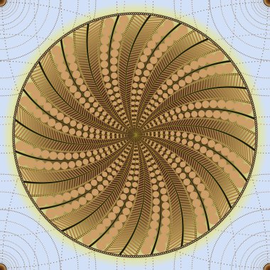 Kahverengi ve Altın Renkli Mavi Arkaplanda Dairesel Mandala 'nın Kusursuz Görüntüsü 