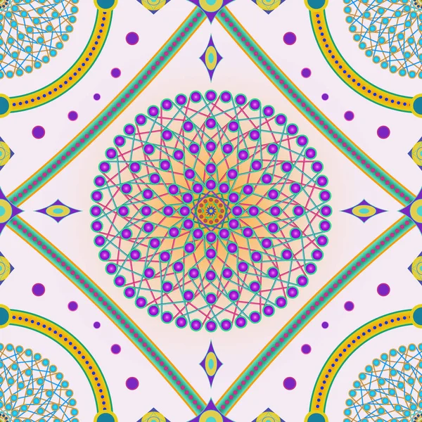 Açık Pembe Arkaplanda Bulunan Noktalı Mandala ve Geometrik Şekiller Biçiminde Vektör, Kusursuz Görüntü