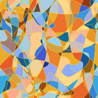 Soyut Vektör, Sarı ve Mavi Tonlardaki Mozaik Arkaplanının Kusursuz Görüntüsü. Tasarım Projelerine Uygulanabilir