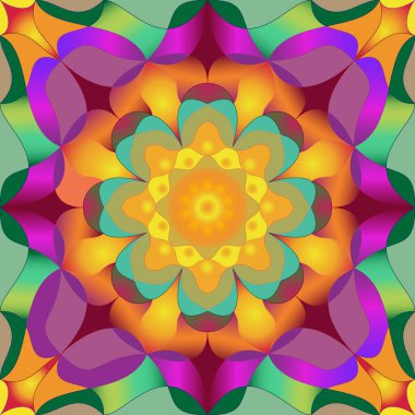 Soyut, Vektör, Çiçek Tarzı İçinde Dairesel Mandala 'nın Kusursuz Görüntüsü. Tasarım Projelerine Uygulanabilir