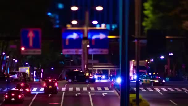 新宿の超小型都市通りの夜のタイムラプス｜tiltshift panning — ストック動画
