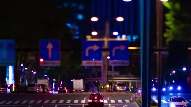Нічний таймелапсис мініатюрної міської вулиці в Сіндзюку. — стокове відео