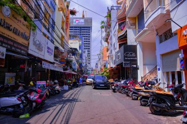 Ho Chi Minh 'de yoğun bir trafik sıkışıklığı var.
