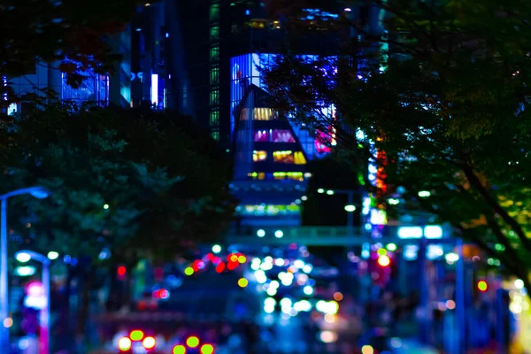 Uma rua de néon miniatura noturna em Shibuya tiltshift — Fotografia de Stock