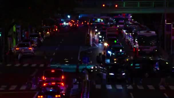 Uma noite timelapse da rua neon em Shibuya tiro no escuro — Vídeo de Stock