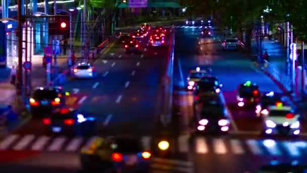 Az éjszakai időeltolódás a miniatűr neon utcában Shibuya tilshift billenés — Stock videók