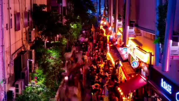 Un timelapse notturno della strada al neon al parco Miyashita a Shibuya zoom — Video Stock