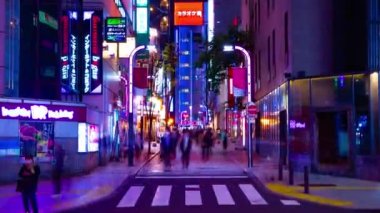 Shinjuku yakınlarındaki neon kasabasında bir gece zamanı.