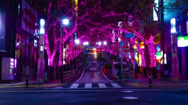 Shibuya meydanındaki aydınlık caddenin gece zamanı. — Stok video