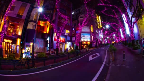 渋谷のライトアップされた通りの夜のタイムラプス — ストック動画