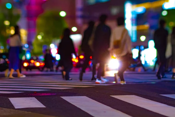 A night traffic jam at the crossing in Ginza long shot — Foto Stock